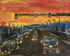 Las Vegas Sunset At Warm Springs And Jones 8×10 Oil Painting On Achival Paper