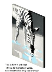Zebra dringking water 24×36 Hand painted on Giclee Canvas