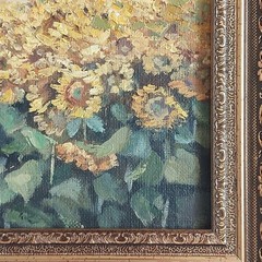 Sunflower Oil Painting Tuscany Landscape Framed Original Wall Art Rustic Decor