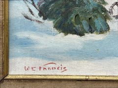 Original Antique Winter Landscape Oil Painting