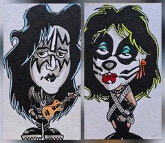Ace Frehley🩵 Peter Criss 💚 Art Rock Band Kiss Cover Drawing Gene