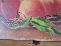BEAUTIFUL~ Signed 1909 Peaches Fruit Still Life Oil Painting ON CANVAS