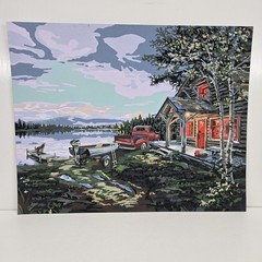 Forest Cabin Countryside Cottage Finished Acrylic Painting Paint By Number 20×16
