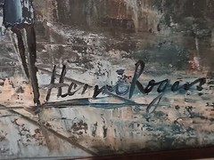 Vintage Henri Rogers Paris Street Cityscape Oil Painting Signed FRAMED 54″×29″