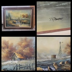 Vintage Signed Original Oil Canvas Painting Pastoral Framed PC Tomtow 24×36″