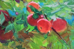Original Oil Painting Apples Still Life Orchard IMPRESSIONISM Art by Onipchenko