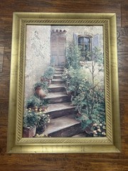 FRAMED 16W“x22H“ COURTYARD IN PROVENCE by ROGER DUVALL – STAIRWAY