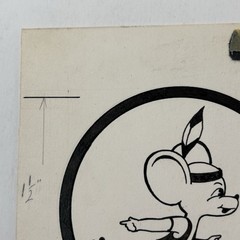 Vintage 1950s Native American Mouse Original Concept Art Hand Drawn Illustration