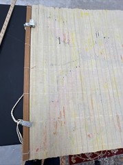 VTG Homemade Folk Window Shade Painting 44”x32” Butterfly Yellow, 1 Of A Kind