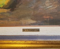 JONIO MONTIEL Still Life Vintage Post-Modern Oil Painting MCM c.1950 Framed
