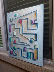 UPSIDE DOWN SIDEWAYS 16×20 abstract canvas collectible painting original CROWELL