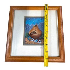 Pair Native American Pottery Southwest Painting Signed Spencer 1998 Framed VTG