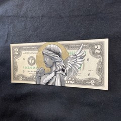Angel 2 Dollar Bill Original painting Graffiti Art Tattoo Art Street Art