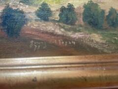 VINTAGE OIL PAINTING PLEIN AIR LANDSCAPE IMPRESSIONIST VILLAGE VOLCANO VIEW