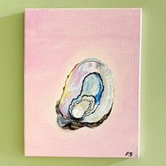 Original Oyster Shell Painting 11×14 Acrylic on Canvas Coastal Beach Wall art