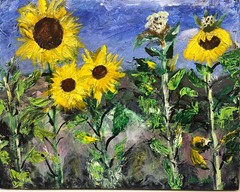 Sunflower Original Acrylic Painting 11×14 Hand Painted Fine Art Wood Board
