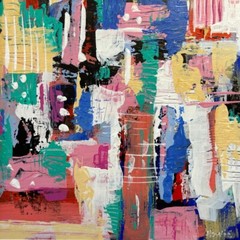Original Abstract acrylic Painting 12 x 12 Contemporary wall Art matted OOAK