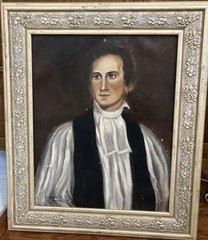 Antique Portrait In Oil On Canvas, Signed-Date Unknown, 26×22 With Frame