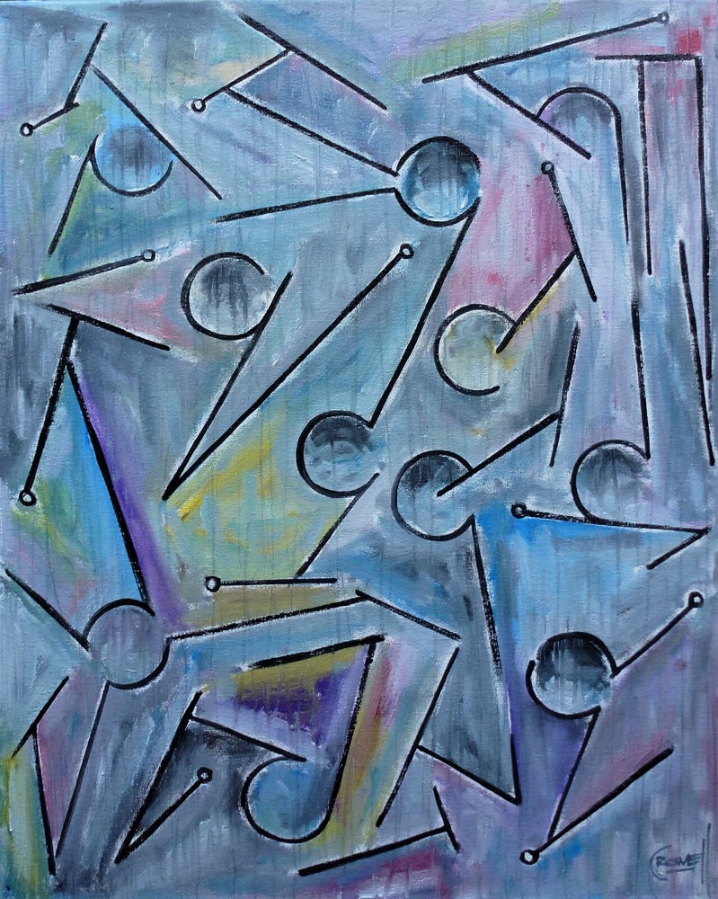 YET ANOTHER PARTICIPATION TROPHY original abstract oil Painting Signed Crowell
