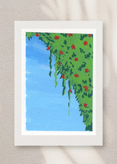 ACEO Art Trading Card Hanging Plant Acrylic Marker OOAK Original Painting