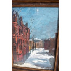 Early 1900’s Baltimore Brownstone Street Scene Painting by Artist Lilian Giffen