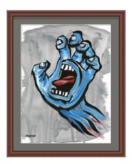 Atherton 9×12 Original Skate Culture Painting „Screaming Hand on gray“ signed