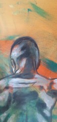 Male torso, bodybuilding on canvas, painted male torso, art