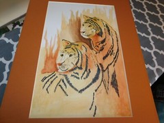 Tigers Original Watercolor Signed L Kemerer 2011