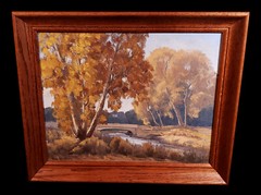 VINTAGE AUTUMN TREES LANDSCAPE OIL PAINTING AMY WALTON LISTED CALIFORNIA ARTIST