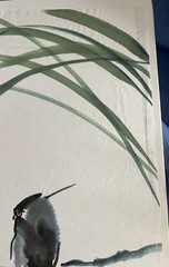 Original Sumi Ink Watercolor Painting Birds Artist Seal With Signature