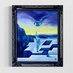 Original Oil Painting. Contemporary Surrealist. Framed Art Signed.