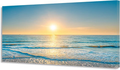 Wall Art Canvas Painting Blue Sea Beautiful Seascape 1 Piece Ocean Sunset Waves