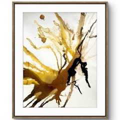 TITA PAINTZ Brown Gold Minimalist Abstract Art Handmade Original Painting 9×12