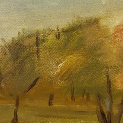 Autumn Park Oil Painting, Vintage Landscape with Trees and Path, Warm Fall Color