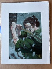 Original art! Riccardo Federici Signed Samurai Oil Painting Commission A4