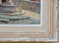 Village Square in Provence French Post Impressionist Oil Painting