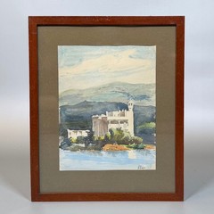 Antique French Watercolor Seascape French Admiralty Bizerte Tunisia Signed 1918