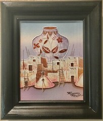 Native American Pot and Adobe Buildings by Richard Haines