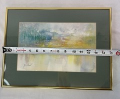 Jim Dodd Abstract Landscape Watercolor Painting 15”x11” Thin Gold Metal Frame