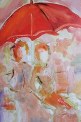John Shayne ladies with parasols Impressionist Ukrainian & Woodstock artists