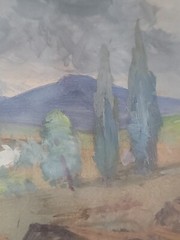 1938 Antique Gaston Levi Levy Listed Artist Restorer Watercolor Gouache Painting
