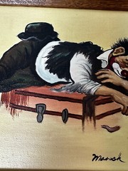 Vintage ORIGINAL CLOWN CANVAS OIL PAINTING BY Artist MARSH – SIGNED