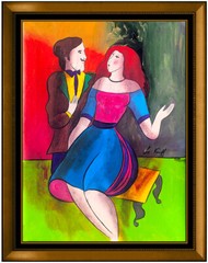 Linda Le Kinff Original Oil Painting On Canvas Signed Modern Cubism Portrait Art