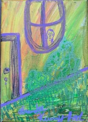 “Go Outside.” – acrylic Abstract painting on canvas 4×6 In.