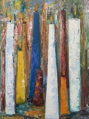 Fotheringham Mid Century Modernism Impressionism Abstract Candle Figure Painting