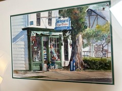 Mark De Mos original framed watercolor Bernardsville NJ downtown ‘95 painting