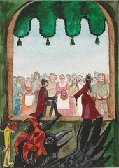 ACEO PRINT OF PAINTING RYTA CROW PUPPET FANTASY GOTHIC DOLL FOLK ART medieval 🌗