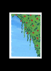 ACEO Art Trading Card Hanging Plant Acrylic Marker OOAK Original Painting