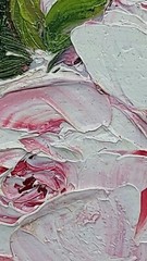 Flowers Peonies #5 Original Painting oil for her Impasto handmade wall art ooak