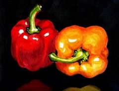Original painting on paper, PEPPERS, still life, signed, 11″x 8″, watercolor